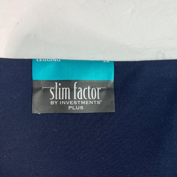 NWT Slim Factor By Investments Plus 4-Way Stretch Leggings Navy Contours Smooths - Picture 3 of 13
